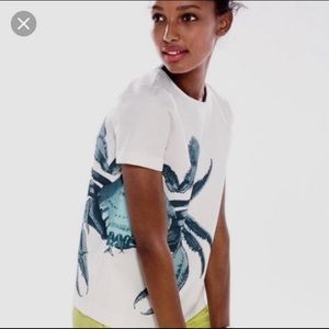 J. Crew Blue Crab White Box Top